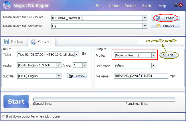 rip DVD to Samsung YP-P2 Player --- main window